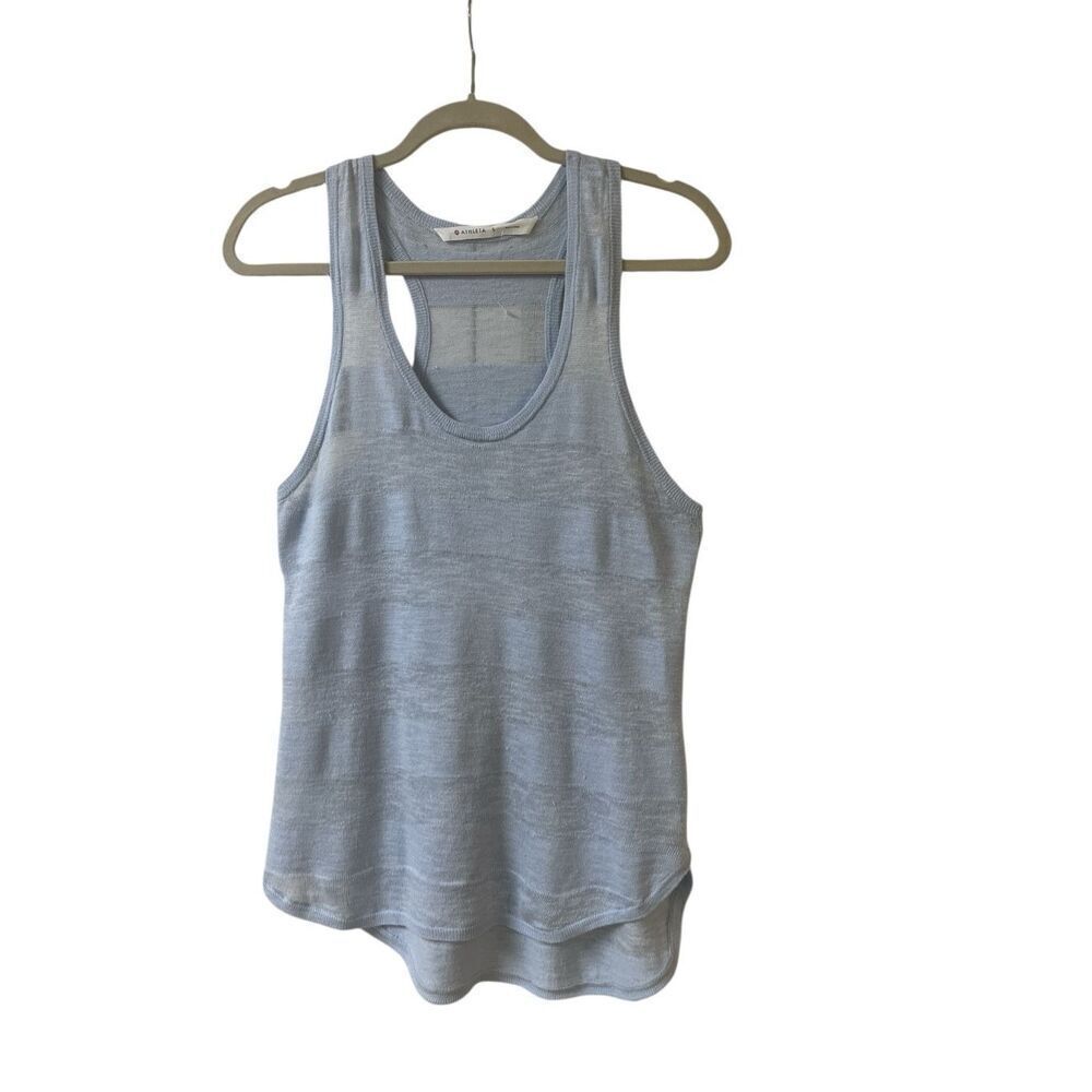 Athleta racer back knit tank linen blend sz Small